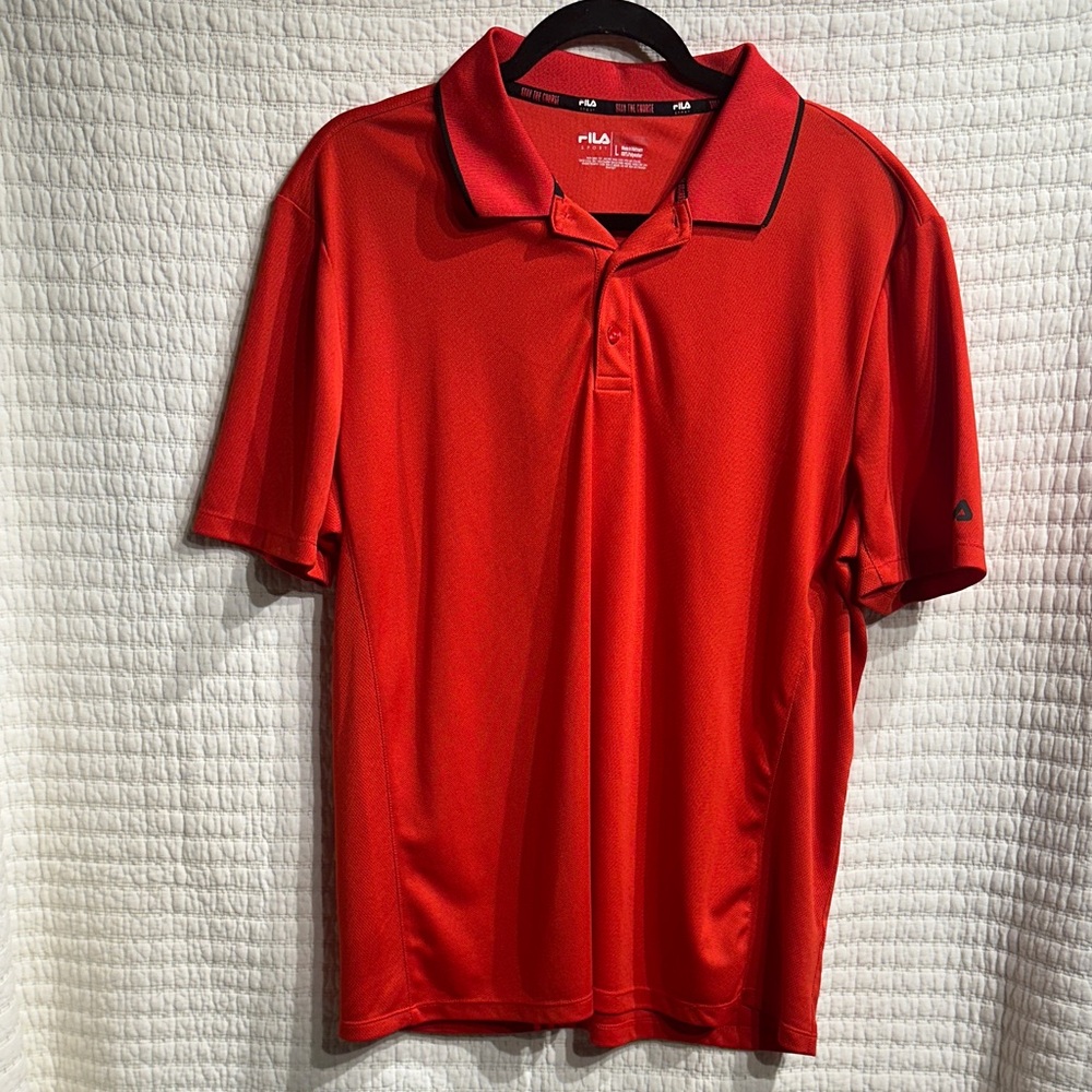 Fila Sport Men's Vibrant Red Polo Shirt Size Large